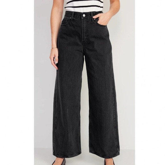 Black Denim High Waist Mom Jeans - Picture 1 of 4